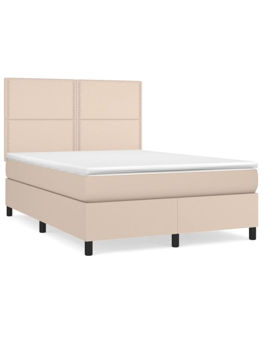 Box spring postel s matrací cappuccino 140x200 cm umělá kůže