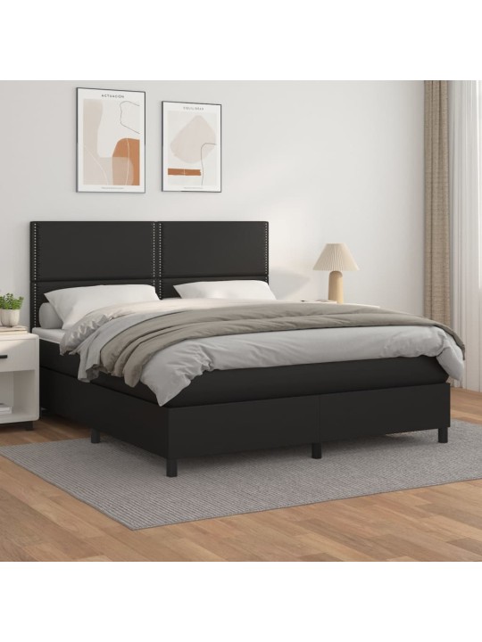Box spring postel s matrací černá 160x200 cm umělá kůže