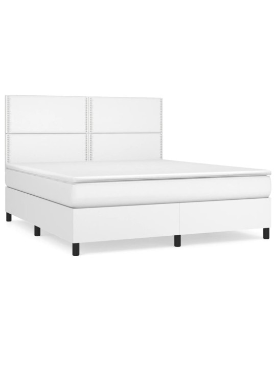 Box spring postel s matrací bílá 180x200 cm umělá kůže