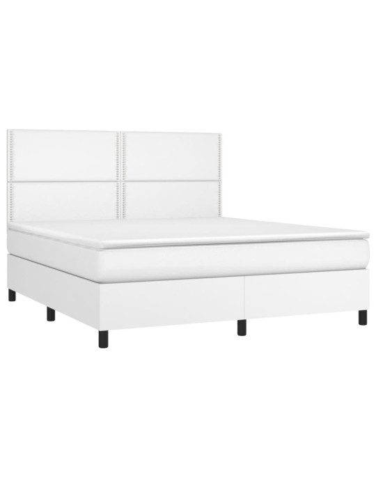 Box spring postel s matrací bílá 180x200 cm umělá kůže
