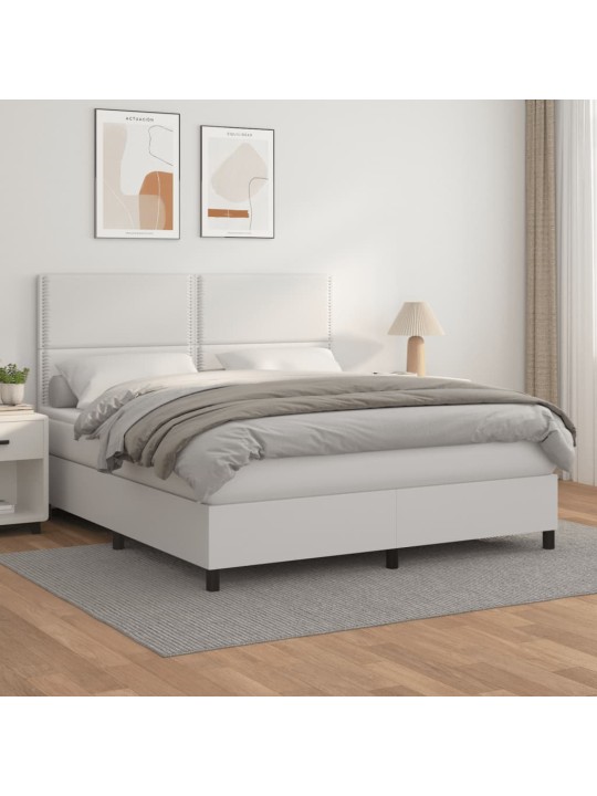 Box spring postel s matrací bílá 180x200 cm umělá kůže