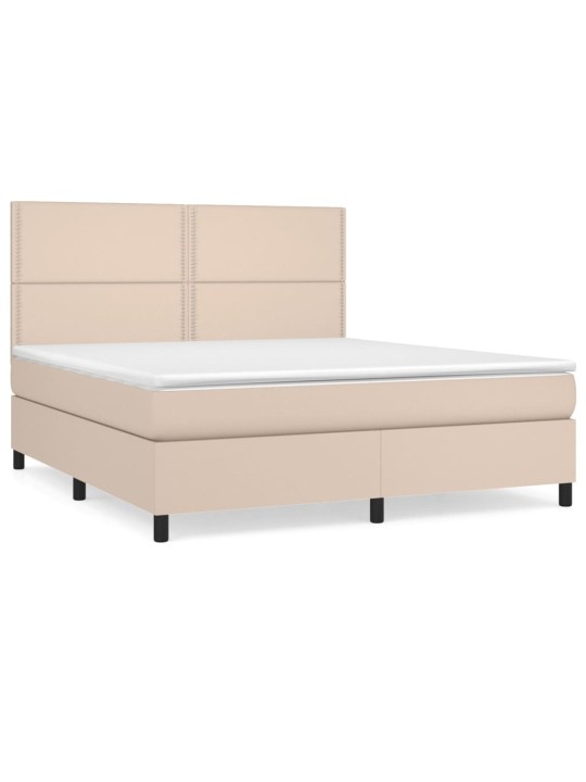 Box spring postel s matrací cappuccino 180 x 200 cm umělá kůže