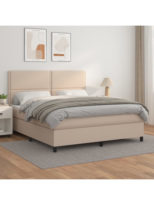 Box spring postel s matrací cappuccino 180 x 200 cm umělá kůže