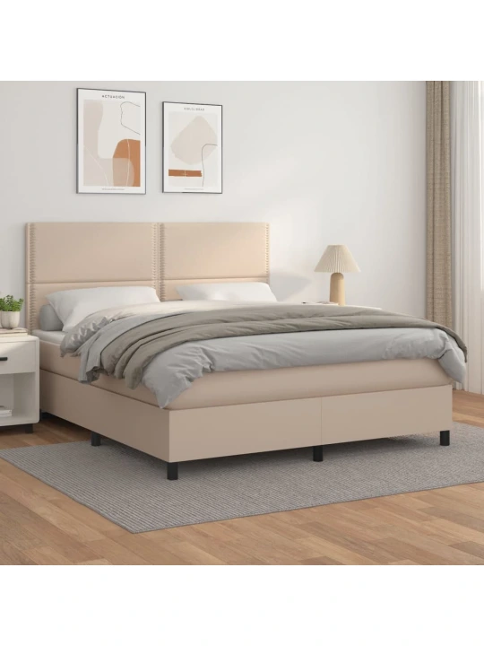 Box spring postel s matrací cappuccino 180 x 200 cm umělá kůže