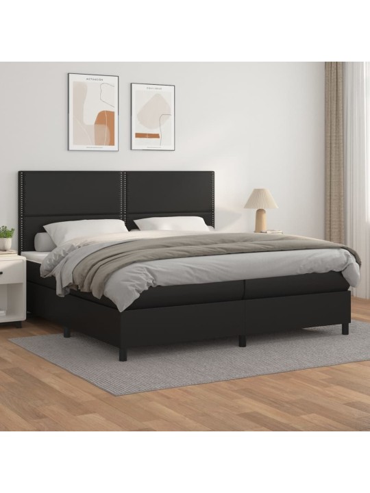 Box spring postel s matrací černá 200x200 cm umělá kůže