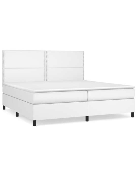 Box spring postel s matrací bílá 200x200 cm umělá kůže
