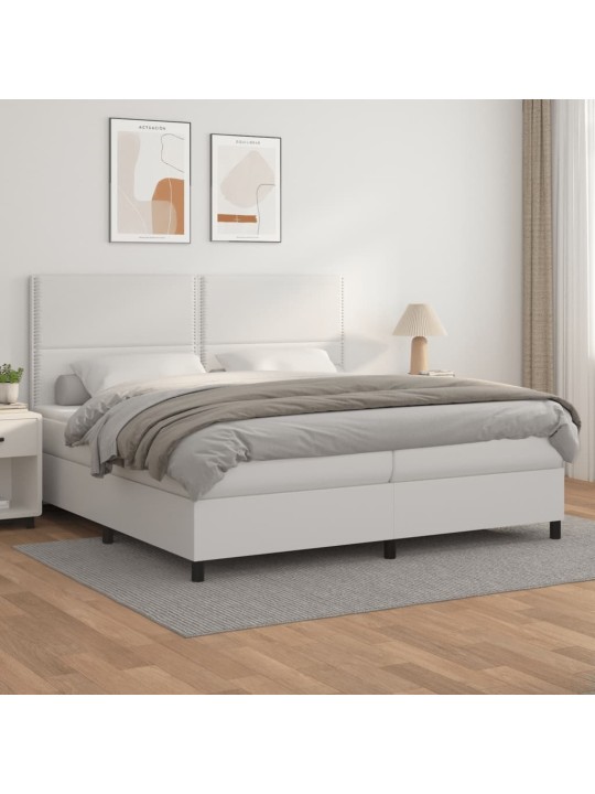 Box spring postel s matrací bílá 200x200 cm umělá kůže