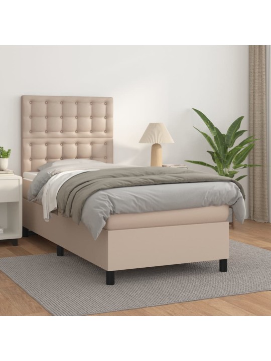 Box spring postel s matrací cappuccino 80 x 200 cm umělá kůže