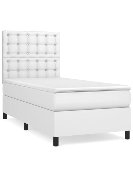 Box spring postel s matrací bílá 90x200 cm umělá kůže