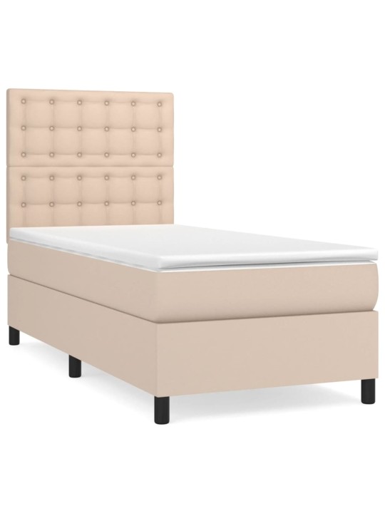 Box spring postel s matrací cappuccino 90x200 cm umělá kůže