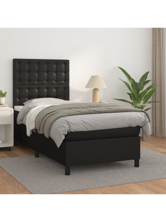 Box spring postel s matrací černá 100x200 cm umělá kůže