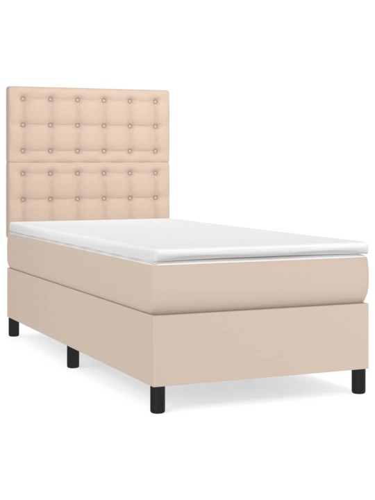 Box spring postel s matrací cappuccino 100x200 cm umělá kůže