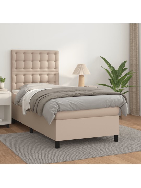 Box spring postel s matrací cappuccino 100x200 cm umělá kůže