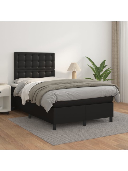 Box spring postel s matrací černá 120 x 200 cm umělá kůže
