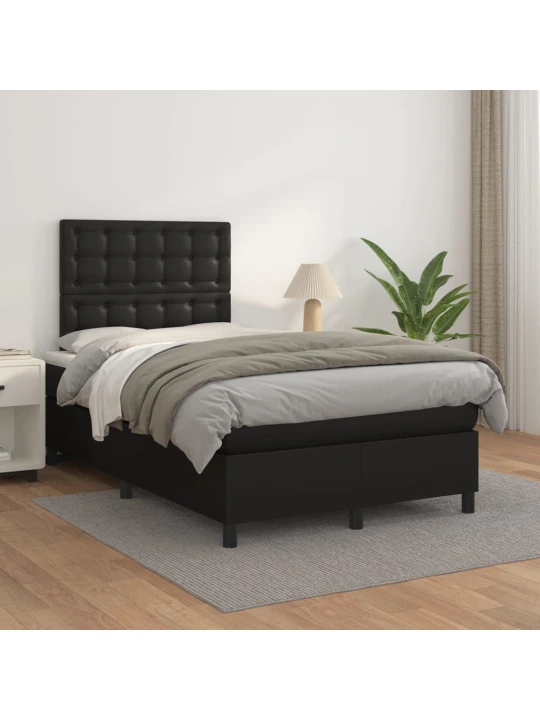 Box spring postel s matrací černá 120 x 200 cm umělá kůže
