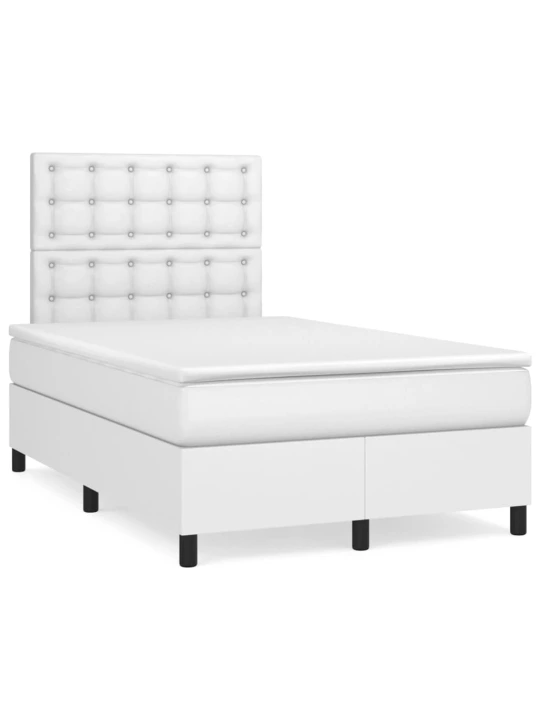 Box spring postel s matrací bílá 120x200 cm umělá kůže