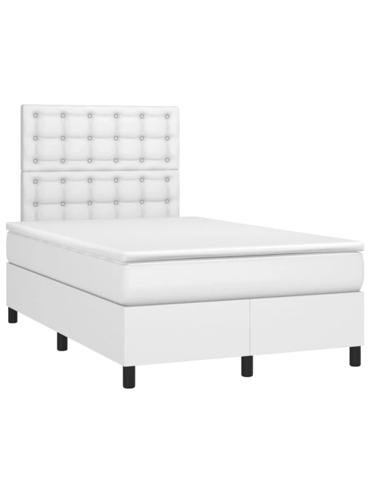 Box spring postel s matrací bílá 120x200 cm umělá kůže