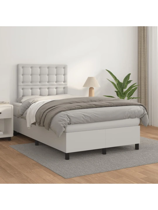 Box spring postel s matrací bílá 120x200 cm umělá kůže