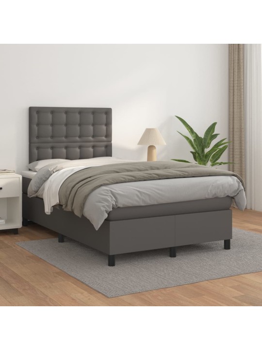 Box spring postel s matrací šedá 120x200 cm umělá kůže