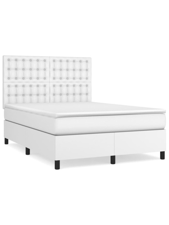 Box spring postel s matrací bílá 140 x 190 cm umělá kůže