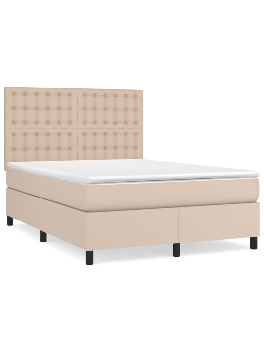 Box spring postel s matrací cappuccino 140x190 cm umělá kůže