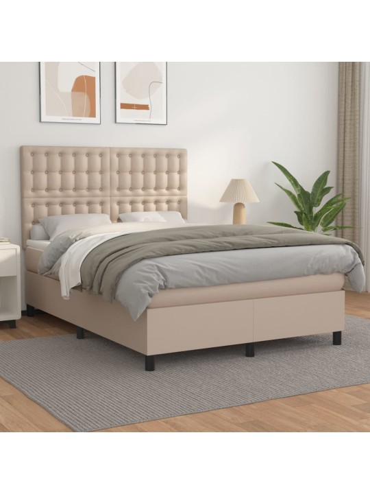 Box spring postel s matrací cappuccino 140x190 cm umělá kůže