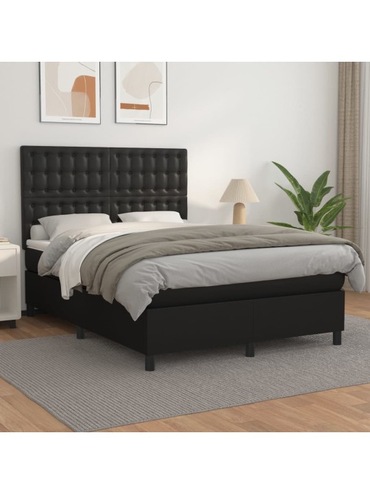Box spring postel s matrací černá 140x200 cm umělá kůže