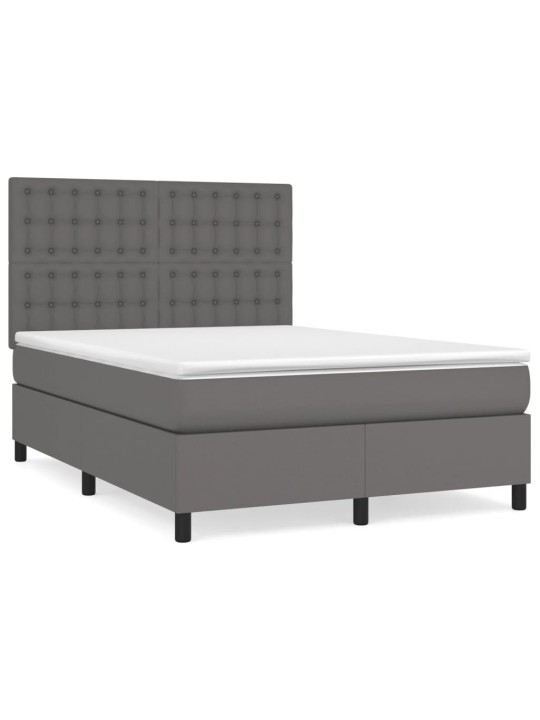 Box spring postel s matrací šedá 140x200 cm umělá kůže