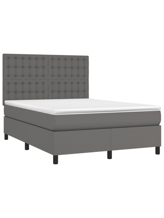 Box spring postel s matrací šedá 140x200 cm umělá kůže
