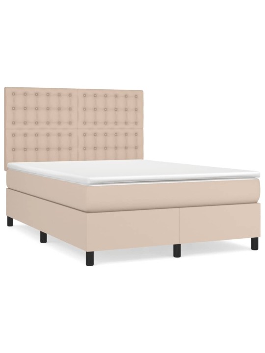 Box spring postel s matrací cappuccino 140x200 cm umělá kůže
