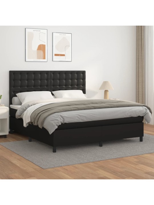 Box spring postel s matrací černá 160x200 cm umělá kůže