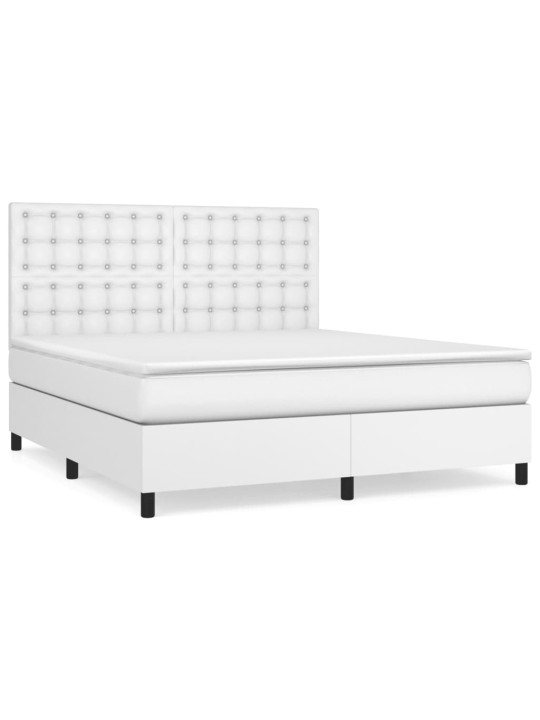 Box spring postel s matrací bílá 160x200 cm umělá kůže