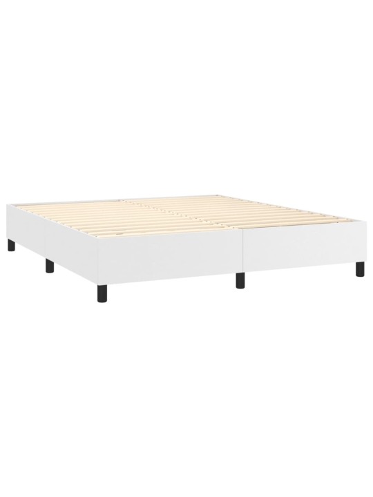 Box spring postel s matrací bílá 160x200 cm umělá kůže