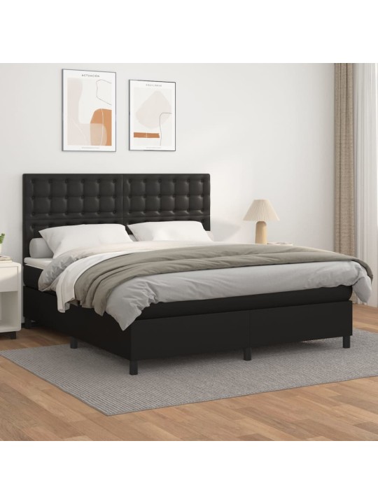 Box spring postel s matrací černá 180x200 cm umělá kůže