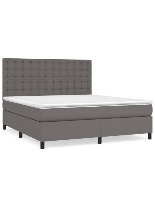 Box spring postel s matrací šedá 180x200 cm umělá kůže