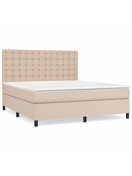 Box spring postel s matrací cappuccino 180 x 200 cm umělá kůže