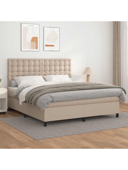 Box spring postel s matrací cappuccino 180 x 200 cm umělá kůže