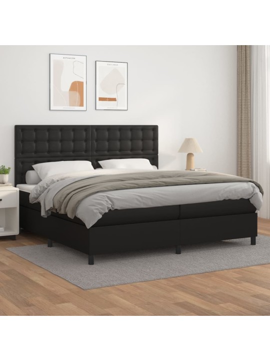 Box spring postel s matrací černá 200x200 cm umělá kůže