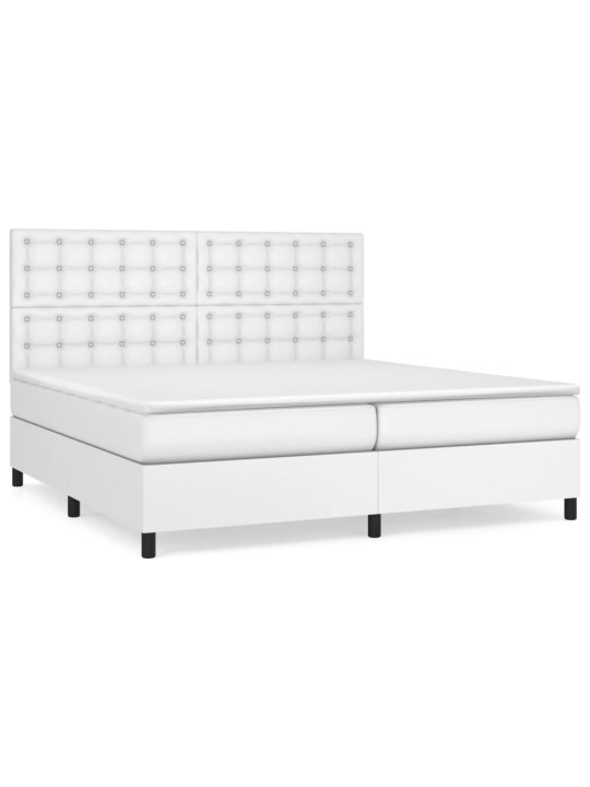 Box spring postel s matrací bílá 200x200 cm umělá kůže