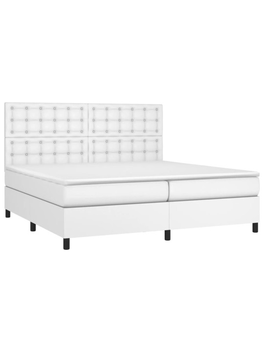 Box spring postel s matrací bílá 200x200 cm umělá kůže