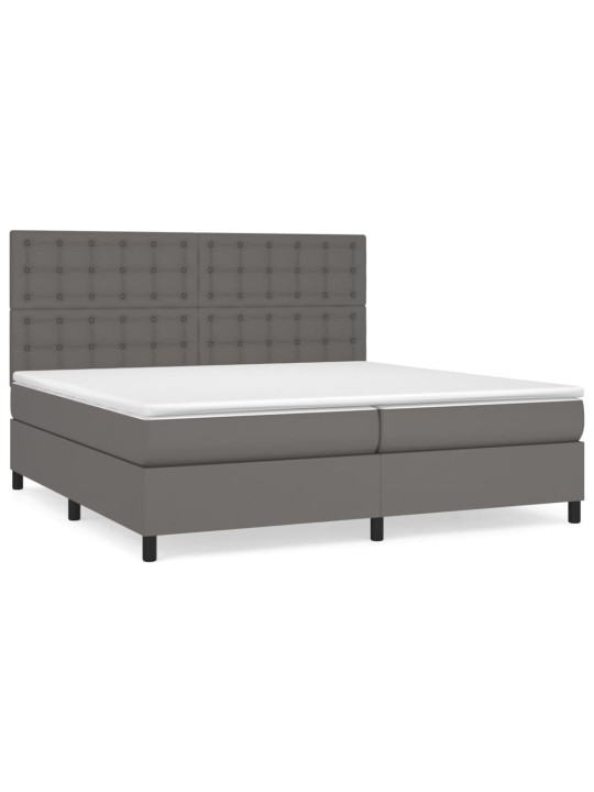 Box spring postel s matrací šedá 200x200 cm umělá kůže