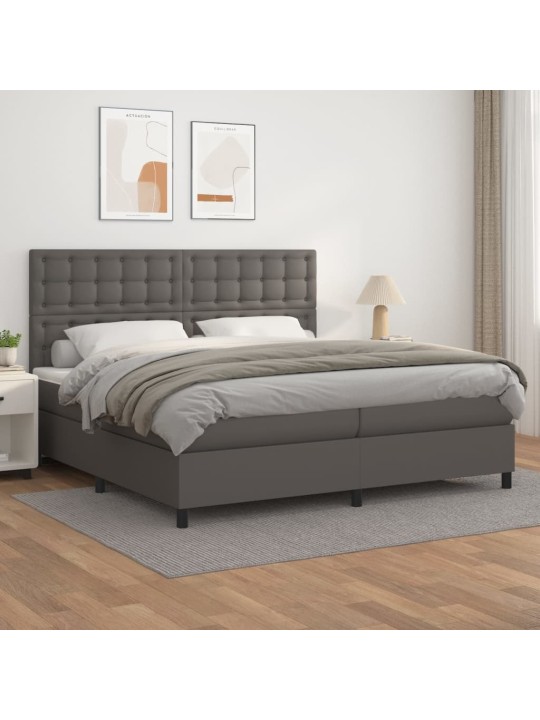 Box spring postel s matrací šedá 200x200 cm umělá kůže