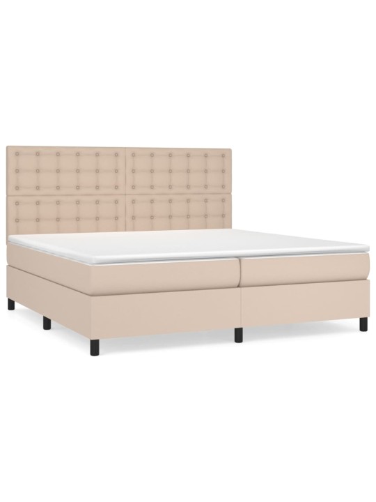 Box spring postel s matrací cappuccino 200 x 200 cm umělá kůže