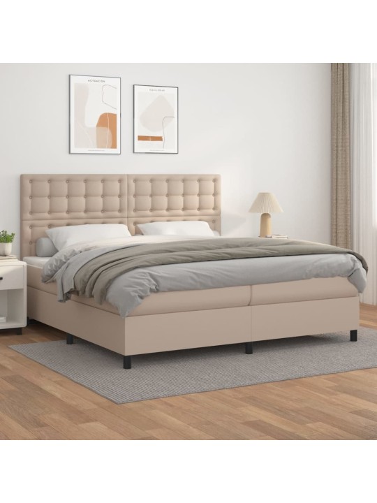 Box spring postel s matrací cappuccino 200 x 200 cm umělá kůže