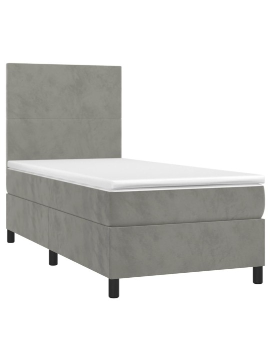 Box spring postel s matrací světle šedá 80 x 200 cm samet