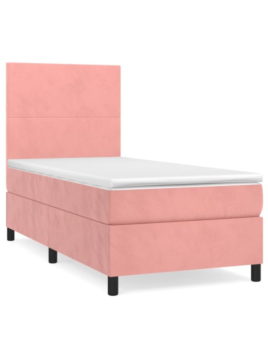 Box spring postel s matrací růžová 80 x 200 cm samet