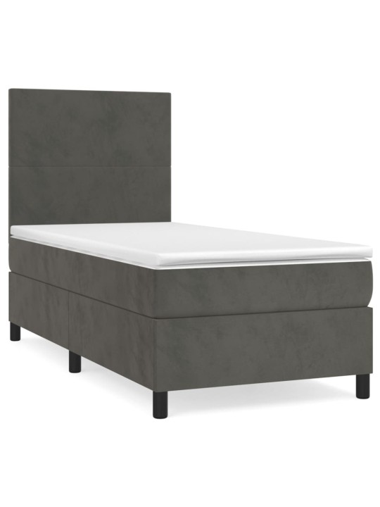 Box spring postel s matrací tmavě šedá 90x200 cm samet