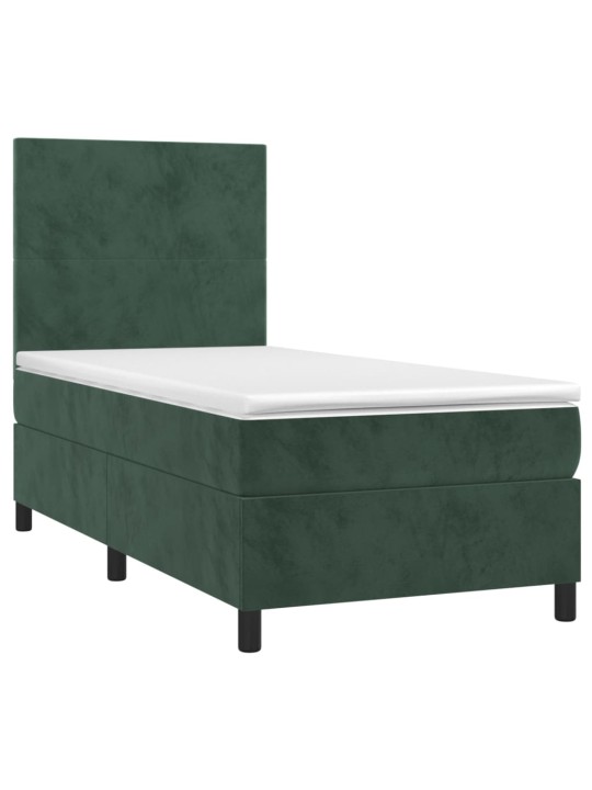 Box spring postel s matrací tmavě zelená 90x200 cm samet
