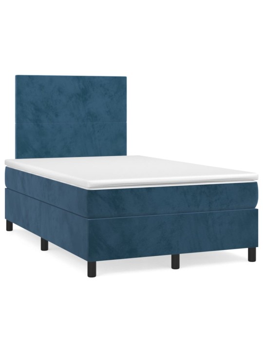 Box spring postel s matrací tmavě modrá 120 x 200 cm samet