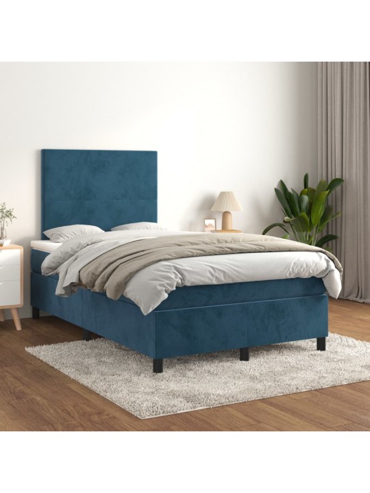 Box spring postel s matrací tmavě modrá 120 x 200 cm samet
